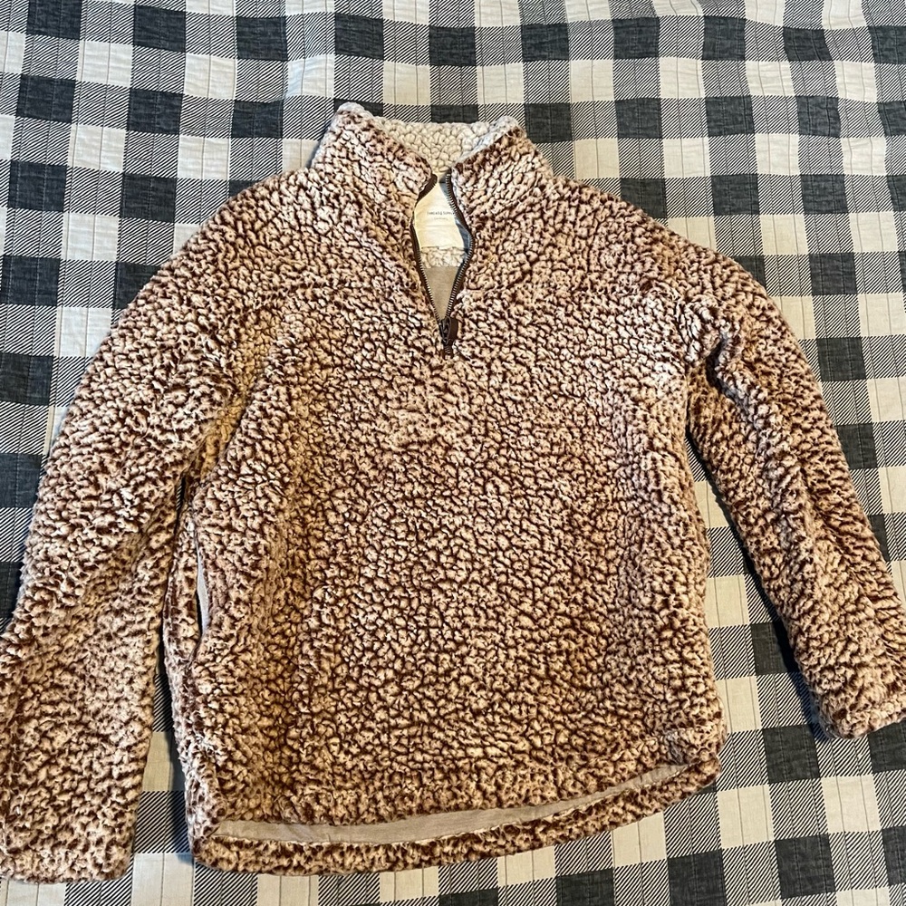 Cozy Brown Sherpa Pullover